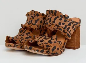 Free People Rosie Ruffle Block Heels in Leopard Print thumbnail 2