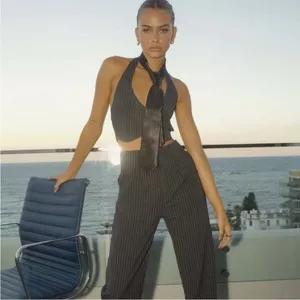 Pepper Mayo Hollywood Boulevard Vest Crop - Pinstripe M thumbnail 4