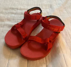 Polaroid Red Sport Sandals with Rainbow Heel Accent thumbnail 1