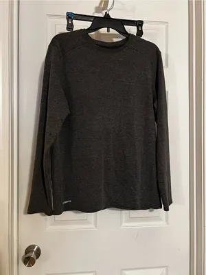 Athletic Works Charcoal Heather Long-Sleeve Crew Performance Top thumbnail 2