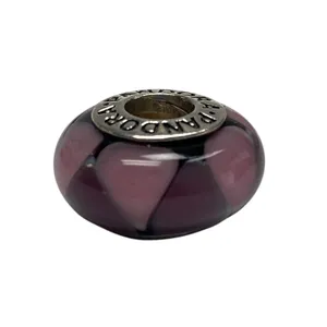 Pandora Purple Murano Glass Charm Bead 925 Sterling Silver Authentic thumbnail 3