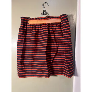 J. Crew Factory Womens Sz 6 Printed Linen-Cotton Sidewalk Mini Skirt Navy Papaya thumbnail 5