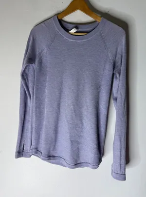 Lululemon merino wool long sleeve crew neck sweater blue purple size 6‎ thumbnail 1
