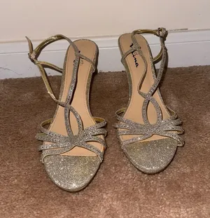 Touch of Nina Gold Glitter Strappy Heeled Sandals thumbnail 1
