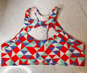 Womens Geometric Print Racerback Bikini Top Bathing Suit‎ Swimwear Medium M thumbnail 1