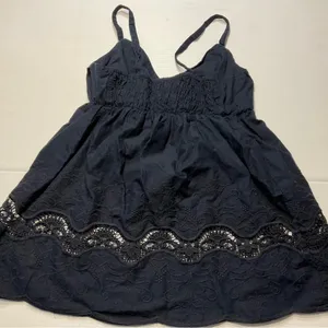 Banana Republic Navy Blue Eyelet Embroidery Tank Top Baby Doll Cotton Sz S thumbnail 7