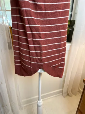 Pink Clover Rust and White Striped Crewneck Sweater size medium. thumbnail 6