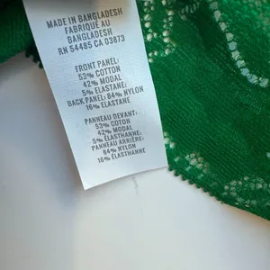 Aerie NWT Waffle Knit Lace V Back Longline Bralette Bra Green Size Medium M NEW thumbnail 6