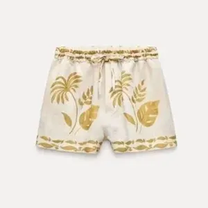 Zara Dawery Print Pleated Shorts High Waist Summer Beach Mini Vacation Boho XS thumbnail 3