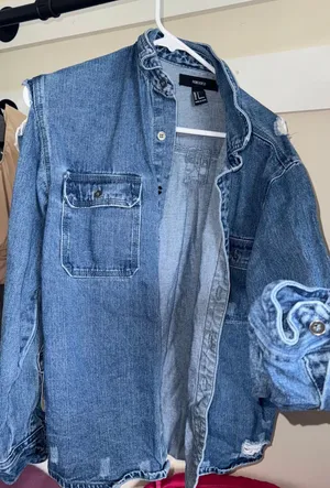 Forever 21 Flannel Button Up Jean Jacket thumbnail 1