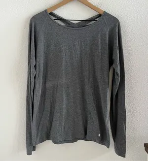 Under Armour Gray Long Sleeve Loose Heatgear Open Back Strappy Stretch Large thumbnail 1