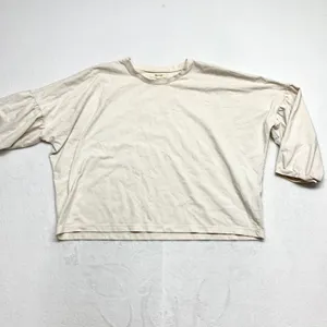 Madewell Puff Sleeve Tee Womens Size M Cream Ivory Cotton Blend Relaxed‎ Top thumbnail 3