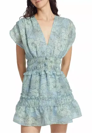 NWT Alexis Ruth‎ floral mini dress blue sz M thumbnail 1