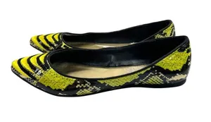Embroidered Womens Size 6.5 Snake Ballet Casual Flats Green & Black thumbnail 1