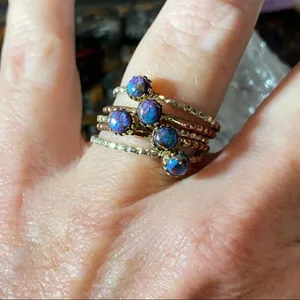 Two-Tone Copper Purple Turquoise Arizona Multi Band Ring Size 9.5 thumbnail 4