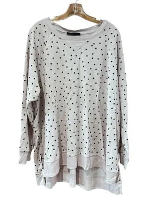 Jane and Delancey Pink Sweatshirt with Black Heart Print - Layered Hem thumbnail 1