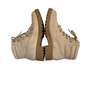 Shimmer Cream Faux Fur Trim Lace‎ Up Ankle Hiker Boots Size 6.5M Women's thumbnail 4