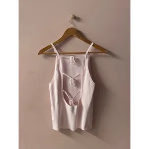 Zara Light Pink Square Neckline Tie Back Top Size L (See Description) thumbnail 10