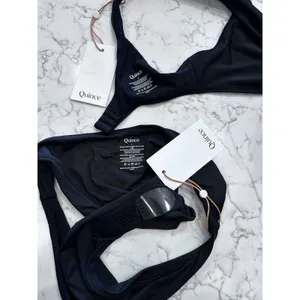 NWT Quince Black Italian Plunge Bikini Top & Low Rise Bottom Set Size Small thumbnail 3