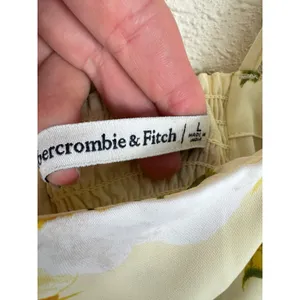 Abercrombie & Fitch Yellow Floral Mini Dress Square Neck Smocked Back Womens L thumbnail 6