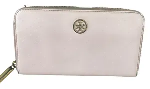 Tory Burch Robinson wallet - pink rose Leather Continental Zip Around Wallet -se thumbnail 1