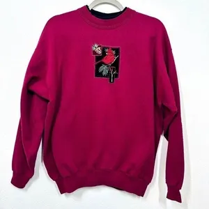 Vintage Cardinal Top Stitch Grannycore Cottagecore Sweatshirt Women's Large thumbnail 1