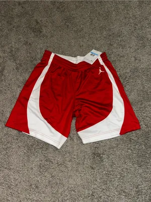 Jordan Red and White Women's Athletic Shorts thumbnail 2
