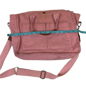 Coquette Purse Cabincore Y2K Style Bubble Gum Pink Corduroy Ribbed Whimsical Bag thumbnail 4