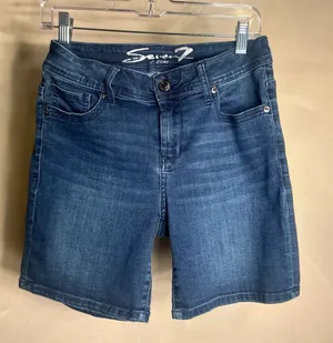 Seven7 Women’s Blue Denim Casual Stretch 5 Pocket Streetwear Bermuda Shorts|Sz:6 thumbnail 1