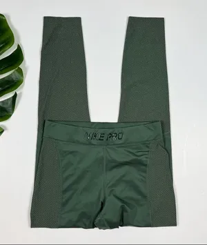 Nike Pro Training Leggings In Green Metallic thumbnail 1
