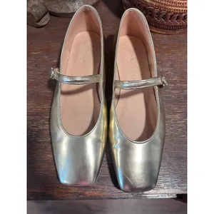 J.Crew Metallic Gold Square Toe Mary Jane Ballet Flats Size 7 thumbnail 5