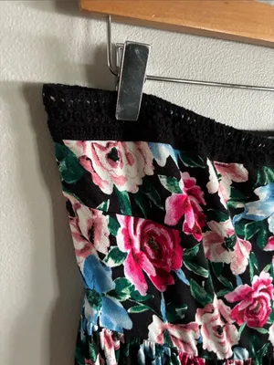 Torrid Super Soft Floral Strapless Babydoll Top Size 14/16 Black Pink thumbnail 3