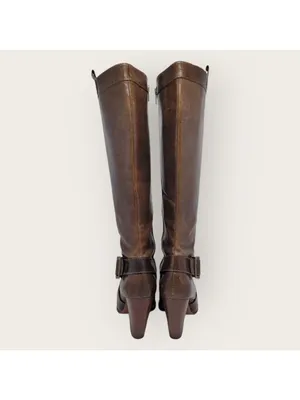 Frye Andrea Belted Tall Full Zip Brown Leather Riding Boot Size 10M 77321 thumbnail 9