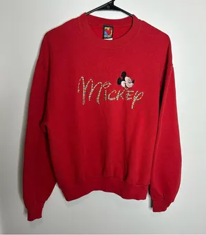 Vintage Mickey Made In USA Embroidered Christmas Crewneck Sweatshirt Size Medium thumbnail 1