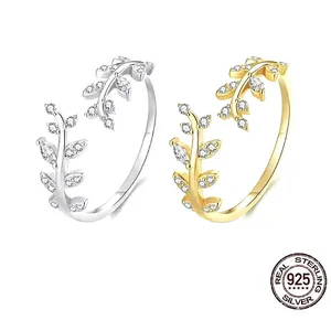 Boutique Sparkly 5a Cz‎ Leaf Ring | White Gold Plated Sterling Silver thumbnail 8