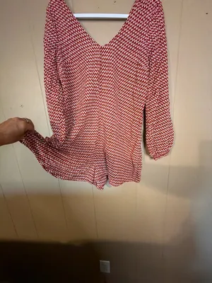 Billabong Red and White Chevron Zig Zag Print Long Sleeve Romper thumbnail 2