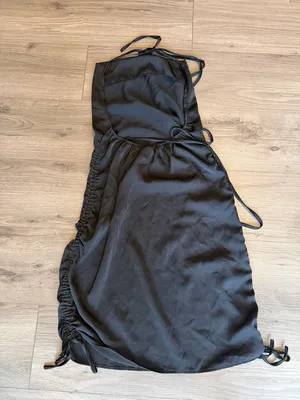 SheIn Black Satin Halter Dress with Side Ruching /Festival/ Summer night dress thumbnail 4