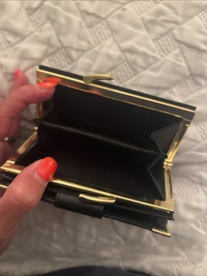 Classic Black Women's Wallet with Gold Trim thumbnail 5