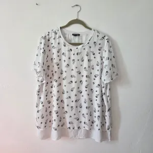 Hilary Radley Chiffon Blouse Top Floral Ditsy White Layered Office Teacher XL thumbnail 2