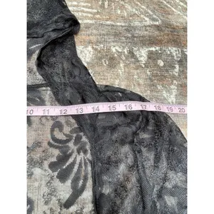 Whimsigoth Witchy Goth Hooded Sheer Lace Maxi Duster Cardigan Black Victorian M thumbnail 7