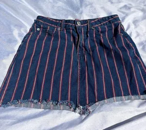 American eagle stripped red and blue hi rise mini skirt thumbnail 1