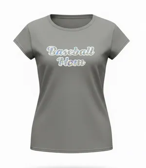Gildan Heavy Cotton Gray Baseball Mom Holographic Lettering T-Shirt thumbnail 1