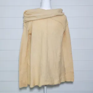 Free People Strawberry Fields Cream Knit Cowl‎ Neck Sweater Size S thumbnail 3