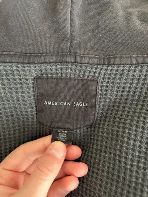American Eagle Waffle Knit Jacket Hooded Shacket Long Sleeve Button-Up M thumbnail 3