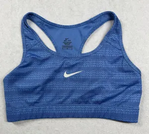 Nike Swoosh Dri-FIT Women’s Sports Bra Medium Blue Racerback Athletic thumbnail 1