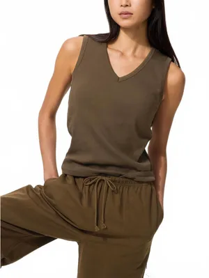 Uniqlo V-Neck Bra Top NWT Khaki XS thumbnail 1