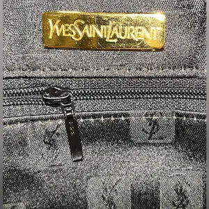 YVES SAINT LAURENT Vintage Leather-Trim Woven Boston Bag thumbnail 8