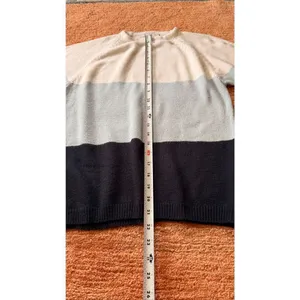 Bobbie Brooks Colorblock Knit Sweater Size S Ivory Blue Navy thumbnail 4