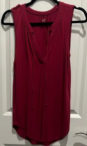 LOFT Red Sleeveless Tie Front Tank Top thumbnail 1