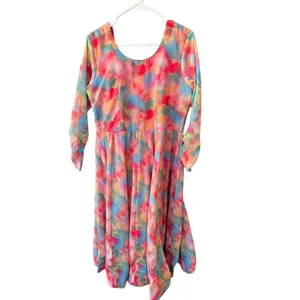 Boutique size L chiffon bright water colors fit n flare dress. thumbnail 4